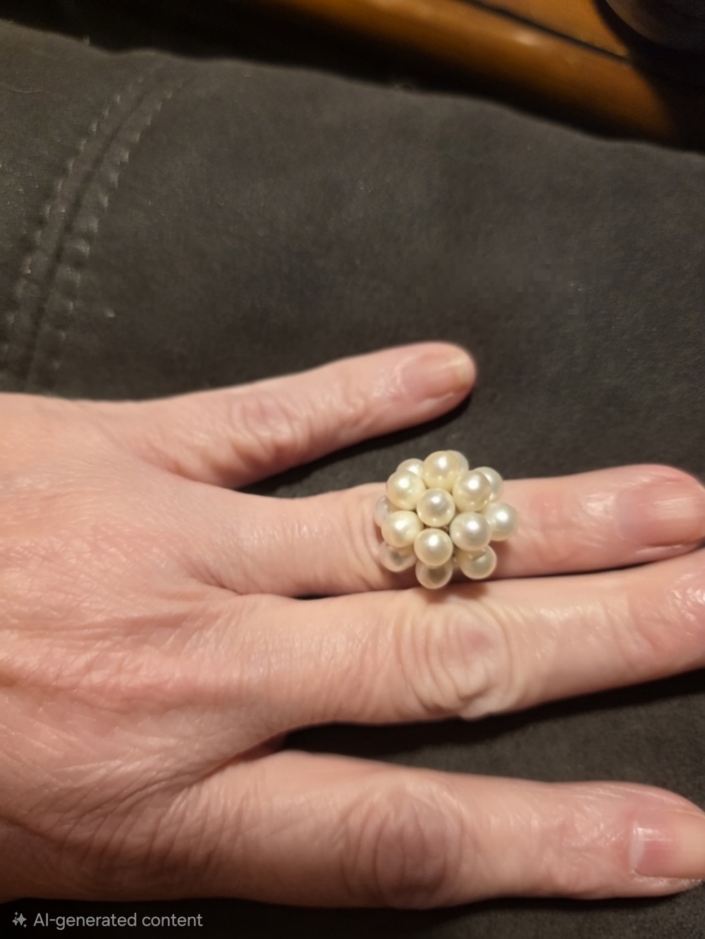 Elegant Pearl Cluster Ring - White Pearl Statement Jewelry
